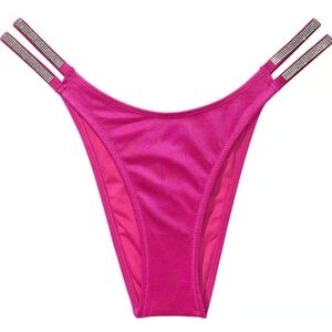 XS S M L XL XXL VS Swim Double Shine Strap Brazilian Bikini Bottom Berry